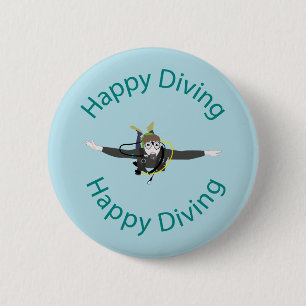 Happy diving 2 inch round button