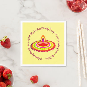Happy Diwali 20xx Add Year Text Yellow Purple  Napkin