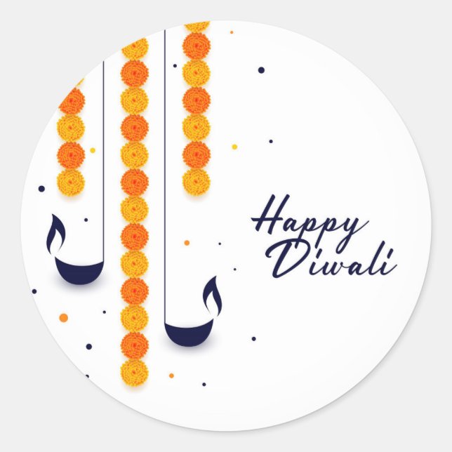 Happy Diwali Classic Round Sticker (Devant)