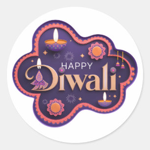 Happy Diwali Classic Round Sticker