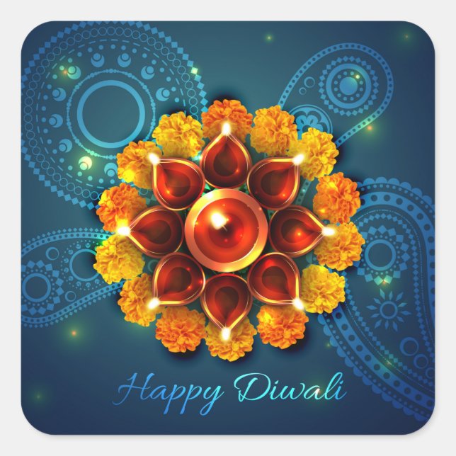 Happy Diwali Classic  Square Sticker (Front)