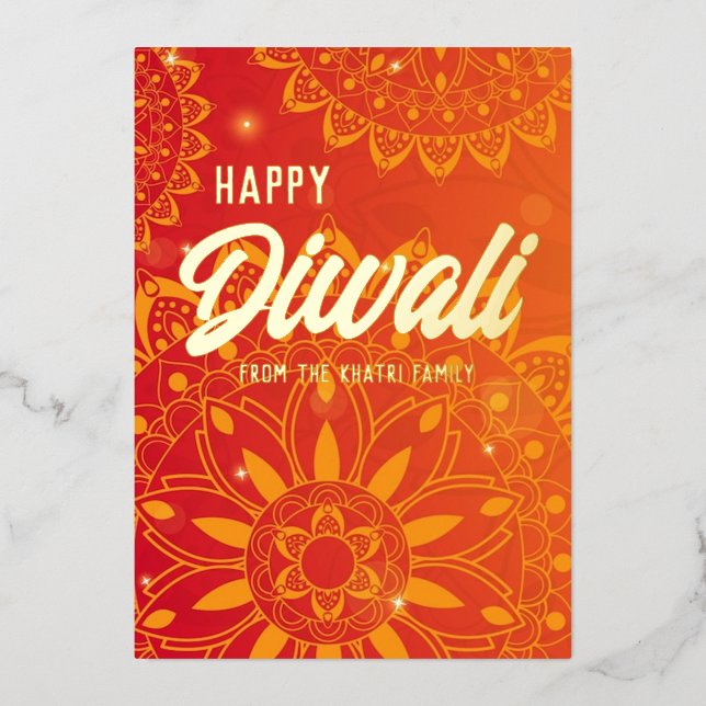 Happy Diwali Colourful Foil Holiday Card (Front)