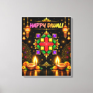 Happy Diwali Colourful Rangoli and Traditional Diy Canvas Print