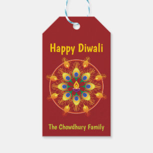 Happy Diwali, custom texts, maroon / maroon Gift T Tags
