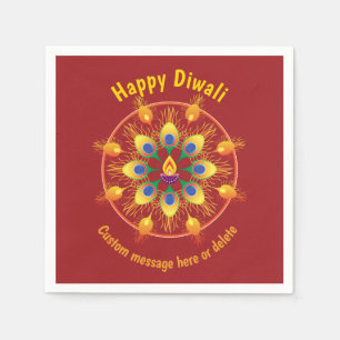 Happy Diwali, custom texts, maroon / maroon Napkin