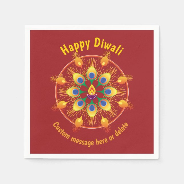 Happy Diwali, custom texts, maroon / maroon Napkin (Front)