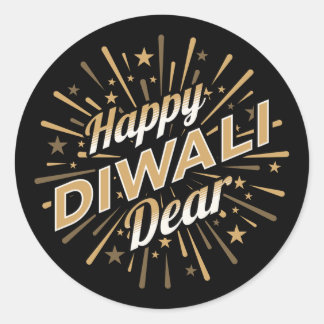 Happy Diwali Dear – Festive Fireworks Celebration Classic Round Sticker