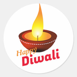 Happy Diwali deepak Classic Round Sticker