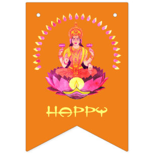 Happy Diwali - Deepalavi Lakshmi Goddess 1 Bunting Flags