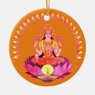 Happy Diwali - Deepalavi Lakshmi Goddess 1 Ceramic Ornament