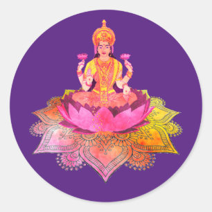 Happy Diwali - Deepalavi Lakshmi Goddess 4 Classic Round Sticker