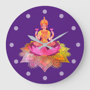 Happy Diwali - Deepalavi Lakshmi Goddess 4 Large Clock