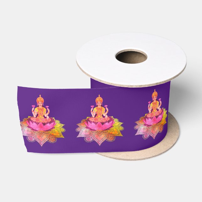 Happy Diwali - Deepalavi Lakshmi Goddess 4 Satin Ribbon (Spool)