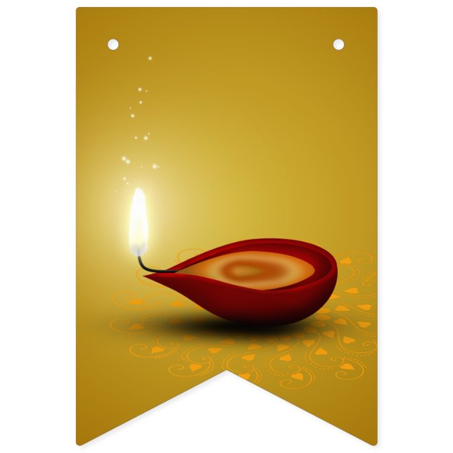 Happy Diwali Diya - Bunting Flags (First Flag)