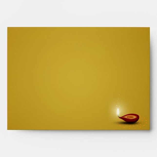 Happy Diwali Diya - Envelope A7 Greeting Card (Front)