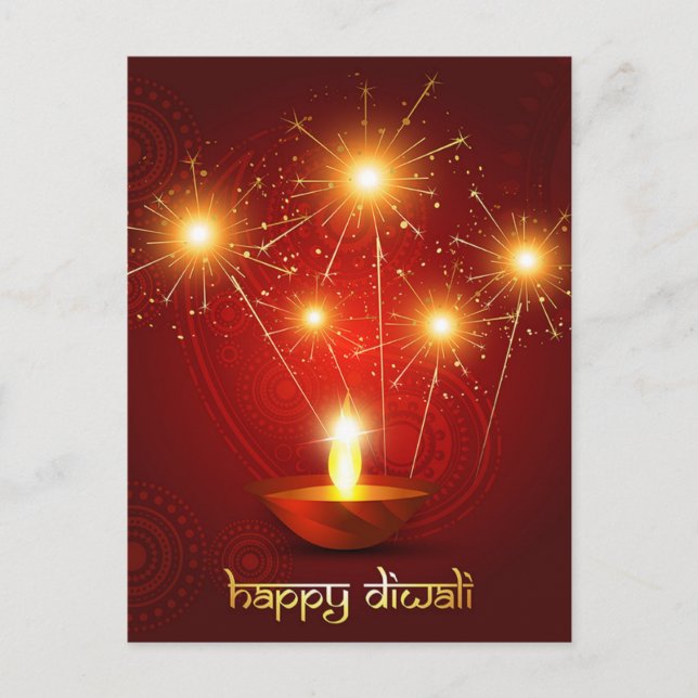 Happy Diwali Diya Festival of Light Firework  Holiday Postcard (Front)