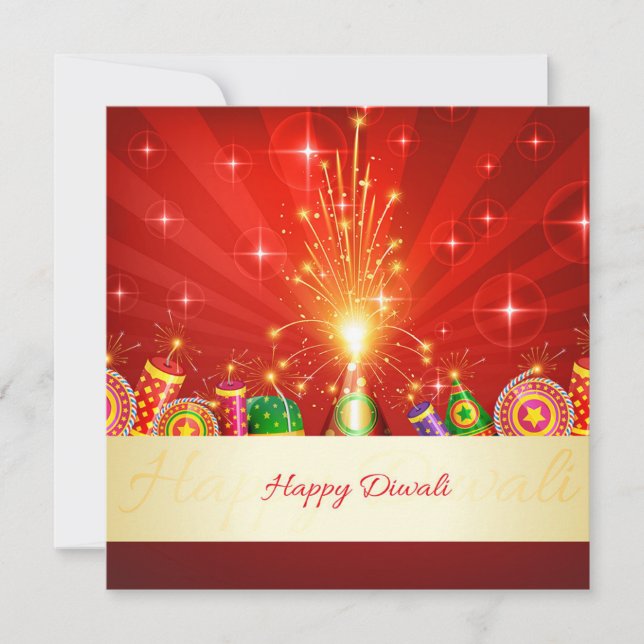 Happy Diwali Diya Firework Festival of Light Holiday Card (Front)