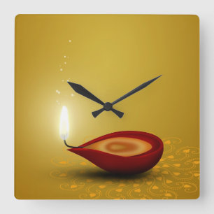 Happy Diwali Diya - Wall Clock