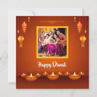 Happy Diwali Family Photo Personalized Greeting Holiday Card