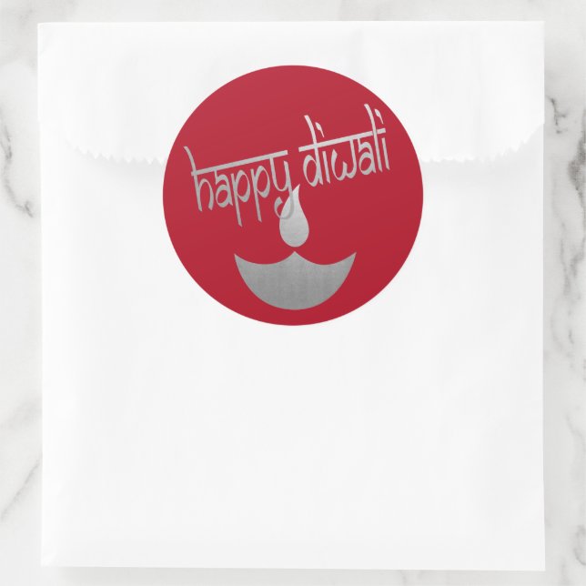 Happy Diwali Festival Of Light Classic Round Sticker (Bag)
