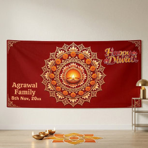 Happy Diwali Festival of Light Deepak Lotus Family Banner