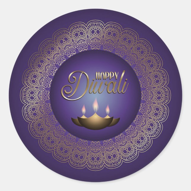 Happy Diwali Festival of Lights Classic Round Sticker (Front)