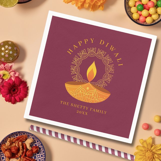 Happy Diwali Festival of Lights Diya Napkin (Creator Uploaded)