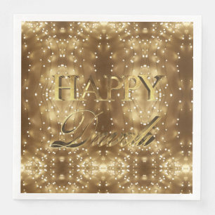 Happy Diwali Festival of Lights Gold Typography Napkin