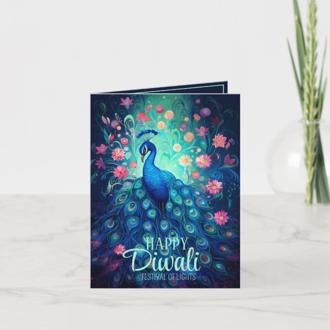 Happy Diwali Festival of Lights Peacock Invitation (Front)
