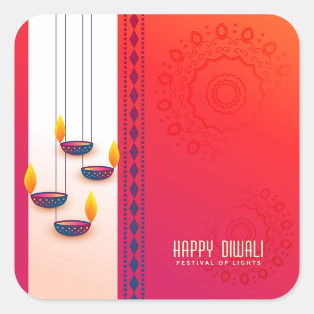Happy Diwali - Festival of Lights Square Sticker (Front)