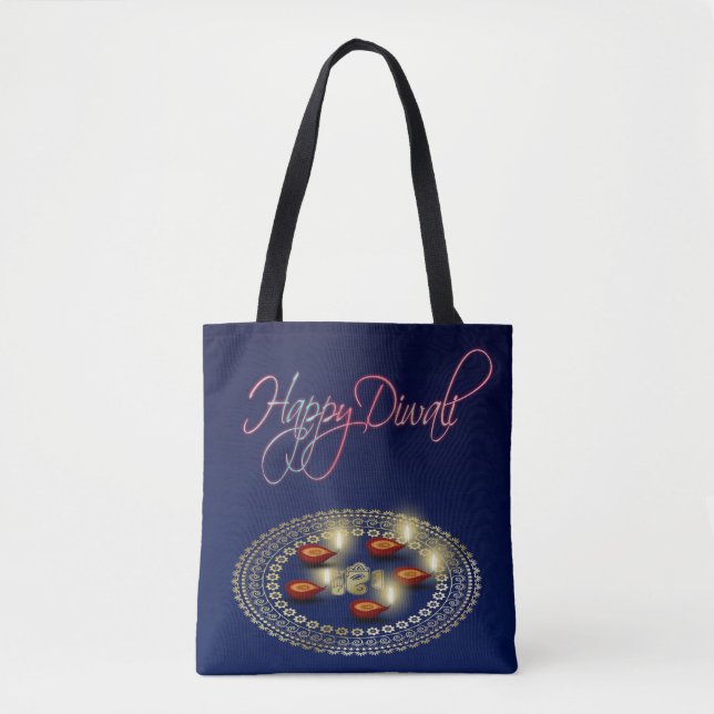 Happy Diwali Ganesha Rangoli - All-Over-Print Tote (Front)