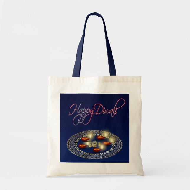 Happy Diwali Ganesha Rangoli - Budget Tote Bag (Front)