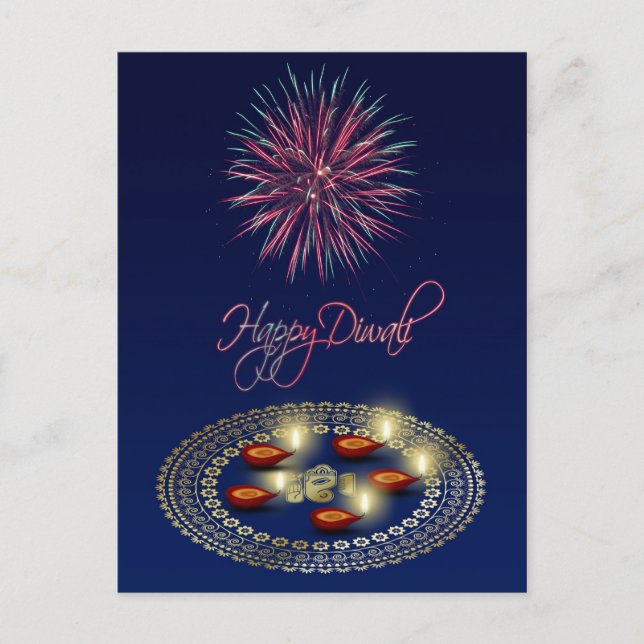 Happy Diwali Ganesha Rangoli - Carte postale (Devant)