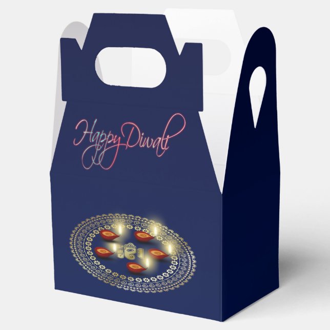 Happy Diwali Ganesha Rangoli - Favour Box Gable (Opened)
