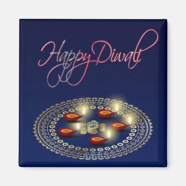 Happy Diwali Ganesha Rangoli - Magnet (Front)