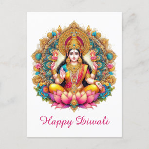 Happy Diwali Goddess Lakshmi Festival of Light Holiday Postcard