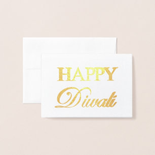 Happy Diwali Gold Foil Elegant Typography Card