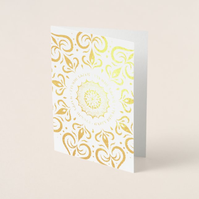 Happy Diwali Grand Mandala - Carte Foil (Devant)