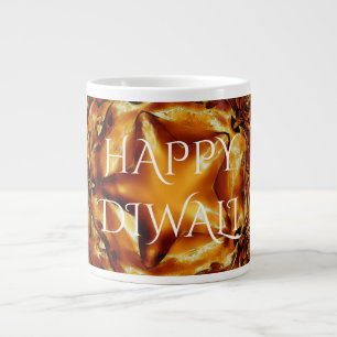 Happy Diwali Greeting Gold Copper Shiny Star Large Coffee Mug