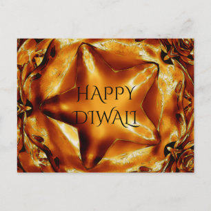 Happy Diwali Greeting Gold Copper Shiny Star Postcard