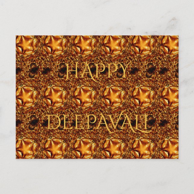 Happy Diwali Greeting Gold Copper Shiny Star Postcard (Front)