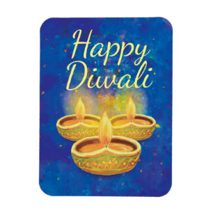 Happy Diwali hand painted illuminating candles Magnet