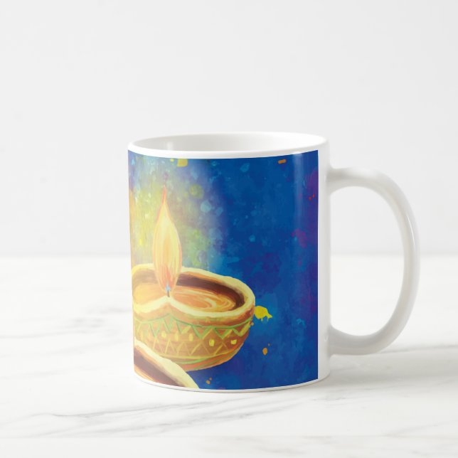 Happy Diwali illuminating candles hand painted Coffee Mug (Right)