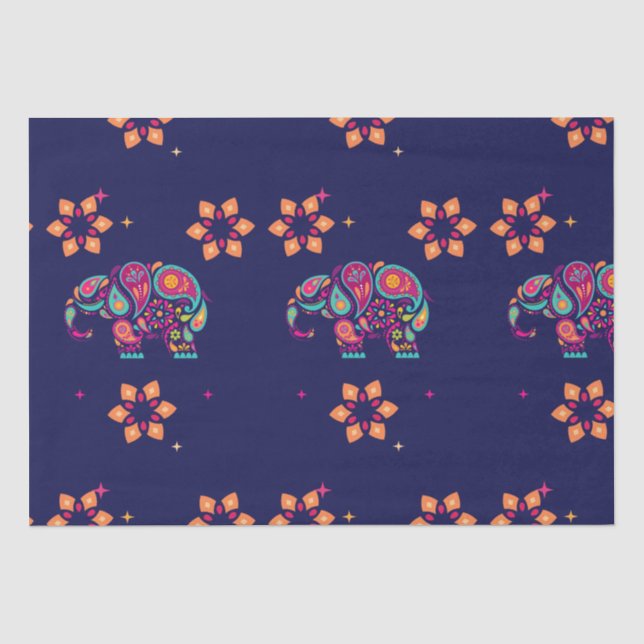 HAPPY DIWALI INDIA INDIAN ELEPHANT MANDALA  TISSUE PAPER (Front)