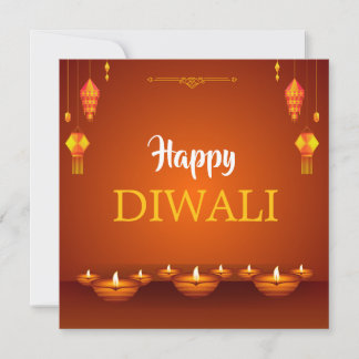 Happy Diwali Lanterns and Diyas Greeting Holiday Card