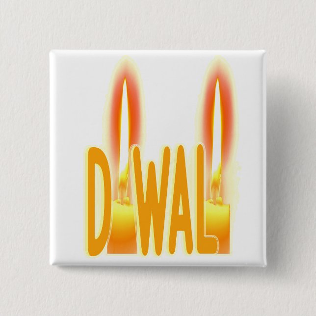 Happy Diwali Lights Candles Typography Candlelight 2 Inch Square Button (Front)