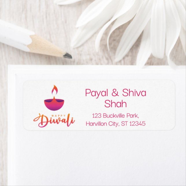 Happy Diwali Modern Return Address Label (Insitu)
