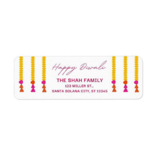 Happy Diwali Modern Return Adresse Label