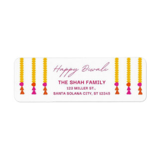 Happy Diwali Modern Return Adresse Label