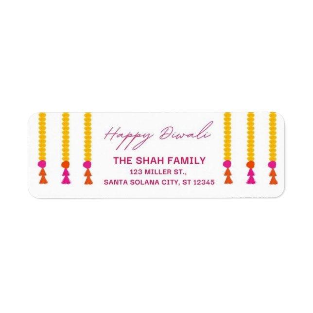 Happy Diwali Modern Return Adresse Label (Devant)